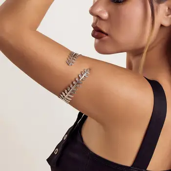 Лесен популярен женски метален Перьевой лист, пръстен на рамото, гривна, дамски маншет, Ретро гривна за срещи
