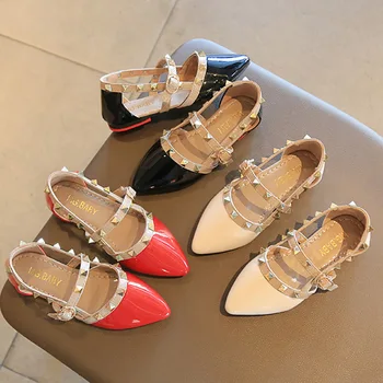 Летни сандали, Обувки за момичета, Лачена кожа, Обувки Мери Джейн, Черно-бели обувки на принцесата, Детски Детски Червени обувки на равна подметка, Ежедневни обувки