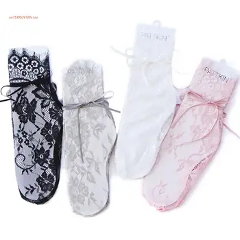 Летни чорапи от фина прозрачна мрежа, сладък дамски чорапи с дантелен превръзка на глезена за мигли