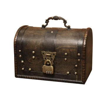Луксозна Дървена Пират кутия за съхранение на бижута, калъф-титуляр, Ретро съкровище за дървени организатор