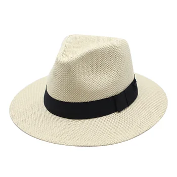 Лятна мъжка сламена шапка тънки напречно сечение, дишаща цилиндър, джаз шапка, дамски солнцезащитная шапка, плажна шапка за улицата, на едро