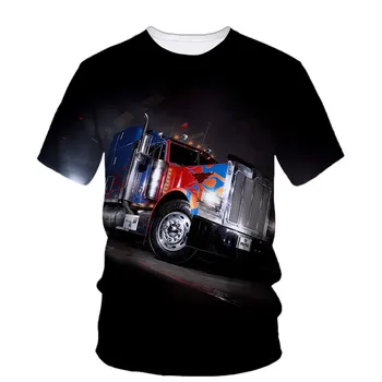 Лятна мъжка тениска с 3D-принтом Engineering Truck, работно облекло за шофьори в стил хип-хоп, индивидуален тенденция, удобен всекидневен топ с кръгла яка 6xl