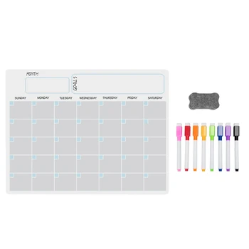 Магнитна дъска с формат А3, набор на календари, сухо изтриване, дъска за ежедневника за хладилник, Хладилник за кухнята, дома, 17X12 инча