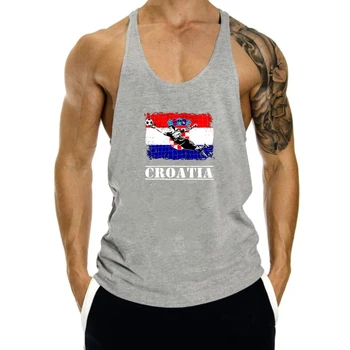 Майк с флага на Хърватия за мъже За мъже Плюс памучен командване риза без ръкави за мъже 4XL 5XL 6XL Camiseta