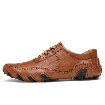 Марка 2023, Нови луксозни италиански мъжки лоферы на равна подметка от естествена кожа, мъжки ежедневни модерен дизайнерски обувки за шофиране