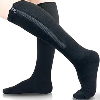 Медицински компресия чорапи с цип, чорапи от высокоэластичного найлон от затворен тип