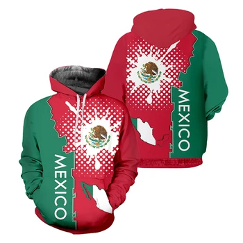 Мексико Блузи, Мъжки и Женски Градинска дрехи с 3D принтом хартата на Мексико Harajuku Хип-хоп Пуловери с дълги ръкави и Качулки Директен доставка