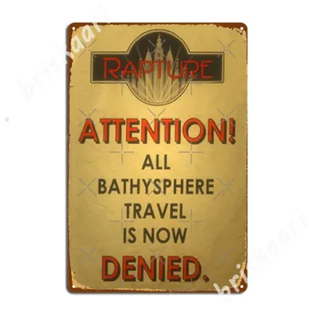 Метални табели Bioshock – Батисфере Забранено да пътуват, персонализирани стикери за стена на гараж на клуба, на стената на пещерата, Тенекеджия плакати