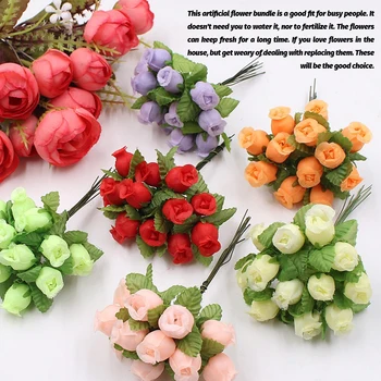 Мини букет от изкуствени цветя и рози, стоки за дома, сватба, изкуствени растения