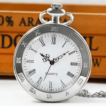 Минимализъм, кварцови часовници джобни без покритие, Римски амбър Бял циферблат, Джобни часовници за мъже И жени, подарък CF1015