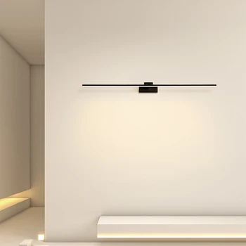 Минималистичен Огледален Преден Лампа Modrn Бял Черен Алуминий За Спални, Баня, монтиран на стената Лампа 60/80/100/120 см, Директна Доставка