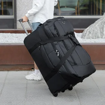 Много голяма чанта-тролей от плат Оксфорд за сканиране пътуване, мъжка чанта за пътуване, Мъжки Дамски сгъваема помещение за съхранение на багаж