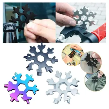 Многофункционален джобен инструмент Snowflake 19-в-1 Гаечен ключ с механизма на палеца Набор от метрични гаечных ключове Муфа ключ Гайка на Инструмента за ремонт