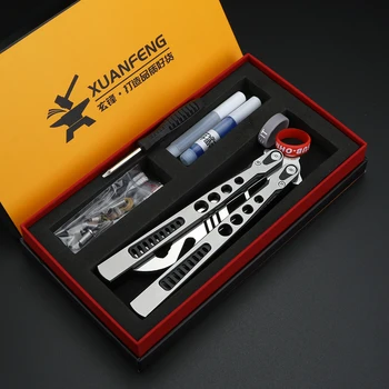 Многофункционален леко тренировъчен нож Flip trainer с подплата за ножове-пеперуди алуминиева дръжка защитен нож EDC