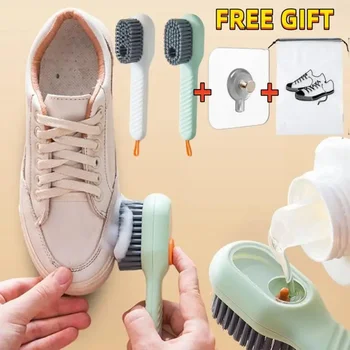 Многофункционална чистящая четка за обувки, мека автоматична течна четка за обувки, четка за дрехи, с дълга дръжка, четка за сапун с плетене на една кука, инструмент за почистване
