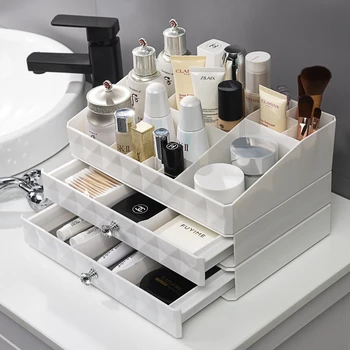 Модерен кутия за съхранение на козметика, кутия за съхранение на бижута с голям капацитет, кутия за съхранение на козметика, тенис на тоалетка за грижа за кожата, дамски косметичка