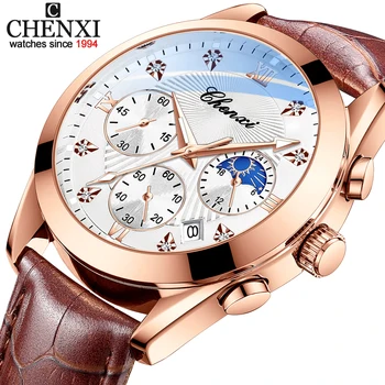 Модерен мъжки часовник CHENXI, спортни Водоустойчиви, с светящимся хронограф, Военни часовници, Луксозни часовници марка, Дата, Мъжки кварцов часовник