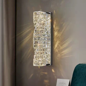 Модерен светлина, луксозен кристал, с монтиран на стената лампа, фонова стена за хол, лампа за преминаване по стълбите на хотела, творчески нощни лампи за спалня