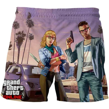 Модерна 3D игра Grand Theft Auto с принтом V Плажни шорти за Мъже Топене на Детска Градинска облекло Плажни шорти Унисекс Дишащи Панталони Y2k