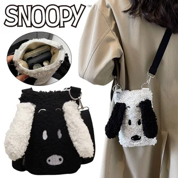 Модерна чанта Snoopy, дамски ежедневни памучен чанта през рамо, сладки мультяшные чанти и калъфи за телефони с голям капацитет, преносими портмоне с цип