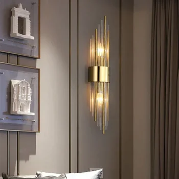 Модерни led златни стенни лампи Nordic Luxury Indoor Wall Lighting Декорация на дома, за всекидневната спални Нощно шкафче, с монтиран на стената лампа за стълби