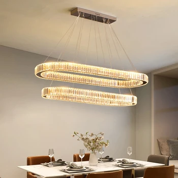 Модерни и луксозни висящи осветителни тела от led кристални, тавана лампа за столовата на вила, тавана лампа за кухня, полилеи за вътрешен бар, окачена лампа