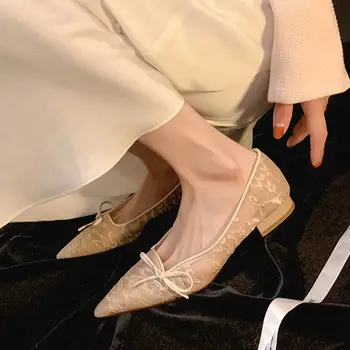 Модни дамски обувки на висок ток с хубаво деколте, сватбени женски обувки с пеперуда и възел За важни случаи, дамски обувки на ток чист цвят