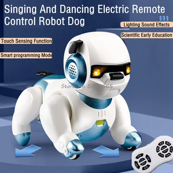 Модул за обучение на деца Сензорен Електрически дистанционно управление, Робот-Куче, гласово взаимодействие 2.4 G, интелигентно Програмиране, Гъвкави Крайници, Радиоуправляемая Куче