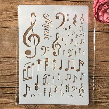 Музикални ноти формат А4 размерът е 29 см Шаблони за наслояване със собствените си ръце рисувани Стенни Албум за изрезки Полагане на Албум Декоративен модел