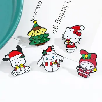 Мультяшная Брошка Sanrio с характер аниме Hello Kitty My Melody Коледна тема Креативни Аксесоари за брошки Kawaii Decorate