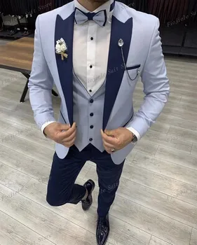 Мъжки бизнес облекло за сватбеното парти, Смокинги за официални събития, комплект от 3 теми, яке, жилетка, Панталони