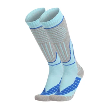 Мъжки вълнени ски чорапи за спорт на открито, сгъстено, запазване на топлината, до коленете, с Дълги Чорапи за ски, сноуборд, туризъм
