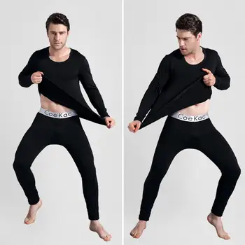 Мъжки комплект термобелья с кръгло деколте, долни гащи, мъжки есенно-зимна риза и панталони, комплект от 2 теми, мъжко дълго бельо, топлинна бельо