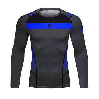 Мъжки компресиране спортна риза, мъжка спортна удобна тениска с дълъг ръкав за спортни тренировки (22424)