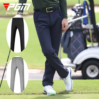 Мъжки панталони за голф PGM, мъжки изолирана топли дълги панталони, мъжки ластични прави панталони със защита от студ, спортни спортни панталони с джоб с цип