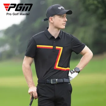 Мъжки тениски за голф PGM с къс ръкав, летни дрехи, защищающая от пот, дишаща, бързосъхнеща YF579