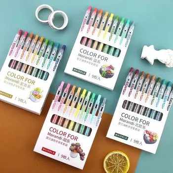 Набор от гелевых дръжки с разтегателен цветно мастило, 9 броя, бързо съхнещи гел химикалки за подписване Моранди Smooth Color Writing