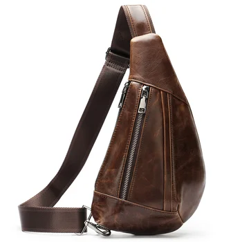 Нагрудная чанта с утайка от лазерно гравиран, мъжки чанти през рамо от естествена кожа, чанта-месинджър чанта-sling-банан