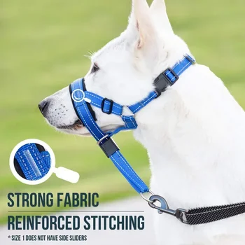 Намордник-каишка за управление на мелкоячеистой куче И S-образни регулируема каишка голям размер, удобен за дресура.