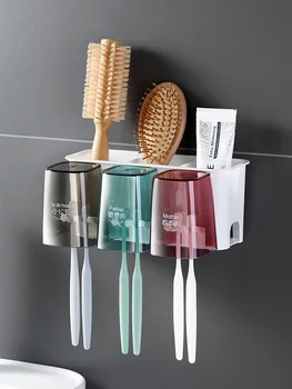 Начална стойка за четка за зъби, без перфорация, подвесная на стената на тоалетната чиния, стенен тип, домакински поставка за чаши за изплакване на устата, рафтове за съхранение на четки