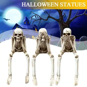 Не виждам, Не Казвам, Не Чуват Зло, Фигурки скелети, Реалистични декорации с черепи за парти в чест на Хелоуин, домашен бар, духове Къща, подпори на ужасите