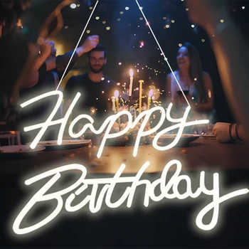 Неонова реклама с Happy Birthday 5V Ниво на защита IP42 Неонова реклама Домашен окачен декор за оформяне на парти по случай рождения Ден