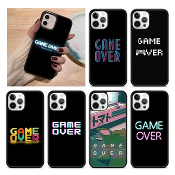 Неоновите Калъф за телефон Game Over Pixel Калъф За iPhone 15 14 SE 2020 XR XS 11 12 13 Mini Pro MAX 6 7 8 Plus