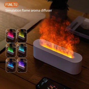 Нов модел овлажнител с имитация на пламък, 3D-дифузор с цветна атмосфера, ултразвукова дифузор creative home