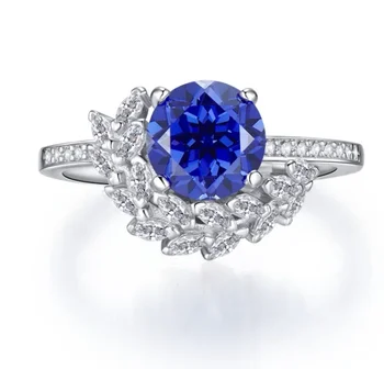 Нов пръстен със синьо танзанийским колосом от сребро 925 проба с высокоуглеродистым диамантен пръстен Универсален стил за годеж.