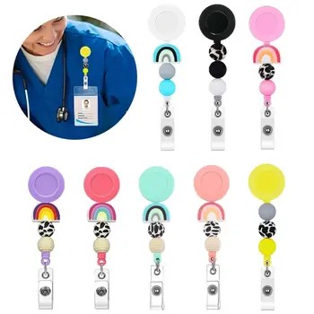 Нов цветен ABS-разтегателен икона медицински сестри, д-р, студентски бейджа, държач за ключове със скоба за самоличност, ключодържатели ключодържател