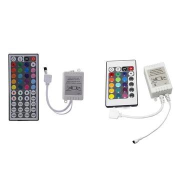 Нова 1 бр 44-ключ IR дистанционно управление за led лента RGB 5050 и 1 брой LED RGB контролер за Управление на IR FB 24 Клавишите Бял