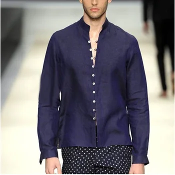 Нова мода мъжко яке тъмно синьо на цвят, с яка-часова, однобортное мъжко палто, хладно и удобно бельо casual блейзър, само на 1 яке