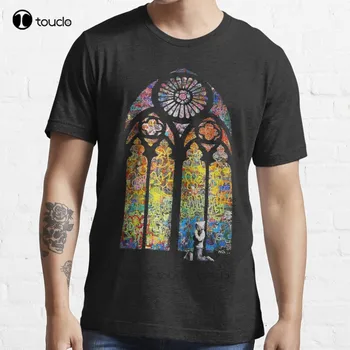 Нова тениска с оцветени прозорец Banksy, памучен мъжка тениска, изработена по поръчка на тениски с дигитален печат за тийнейджъри Aldult, унисекс