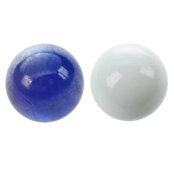 Нови 20 броя стъклени мъниста 16 мм, стъклени топчета за декорация, цветни късове, играчка Бяло + тъмно синьо комплект